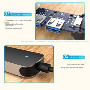 Type-C sáu trong một mở rộng Dock đa chức năng USB 3.0 HUB với hdmi3.0 SD giao diện hợp kim nhôm <span class=keywords><strong>Docking</strong></span> <span class=keywords><strong>Station</strong></span> Splitter - Product Image 3