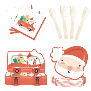 DAMAI Santa Claus and Christmas Carol-themed Disposable Paper Plates, Cups and Napkins for Christmas Parties Events - Product Image 5