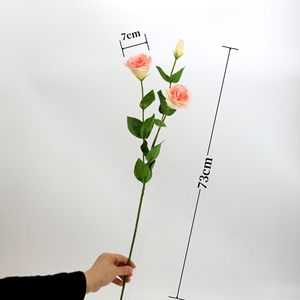 Flores Decorativas Artificiales Lisianthus <span class=keywords><strong>Eustoma</strong></span> de Tacto Real para Bodas y Hogar, 3 Cabezas, Color Blanco y Rosa, Flor de Campana China Artificial - Product Image 6