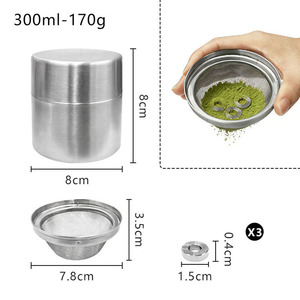 Recipiente <span class=keywords><strong>de</strong></span> Acero Inoxidable <span class=keywords><strong>de</strong></span> 300 ml para Tamizar Matcha, Recipiente <span class=keywords><strong>de</strong></span> Almacenamiento <span class=keywords><strong>de</strong></span> Té en Polvo <span class=keywords><strong>de</strong></span> Malla Fina con Anillos Agitadores - Product Image 6