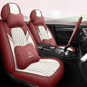 Housses de siège de voiture universelles en <span class=keywords><strong>cuir</strong></span> pleine fleur Fengshang de luxe, neuves, tout inclus, pour fourgonnettes, camions et SUV, lot de 9 pièces, vente en gros - Product Image 4