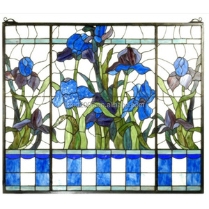 24''*16''Rectangle Flora Pattern Copper <strong>Foil</strong> Tiffany Art Stained Glass <strong>Window</strong> Panel for <strong>Window</strong> or Wall With Chain - Product Image 3