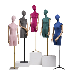 Estante de maniquí personalizable para ventana, tienda de ropa, accesorios para mujer, sacudiendo la cabeza, Color de cuerpo completo, tela de gamuza, soporte de exhibición ficticio - Product Image 2