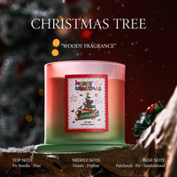 Bougie parfumée de Noël dans un bocal en verre avec cloche en verre, cire de soja, dégradé rose-vert, pour la décoration de la maison pendant les fêtes