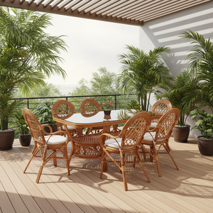 ชุดโต๊ะรับประทานอาหารสไตล์เอเชียโบราณ โครงหวาย แข็งแรง ทนทาน พร้อมโต๊ะยาว จากอินโดนีเซีย เหมาะสำหรับบ้าน เฟอร์นิเจอร์ วิลล่า โรงแรม อพาร์ทเมนท์ CV Craftindo - Product Image 2