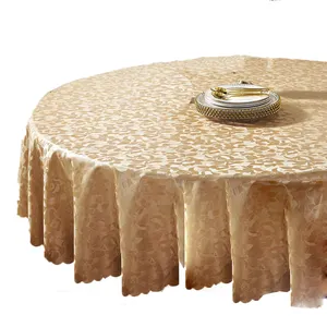 Luxury leather Table Cloth 132 Round Champagne oilcloth waterproof tablecloth For Wedding party dinner
