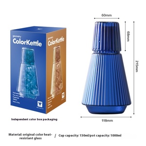 ขวดน้ำเย็นสำหรับใช้ในครัวเรือนแบบหนึ่งคนขวดแก้วสีทนความร้อนสำหรับจัดเก็บในตู้เย็นประกอบด้วยชุดเหยือกน้ำผลไม้นม - Product Image 6