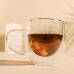 Tazza in Vetro Doppio con Manico, Best Seller Europeo, in Vetro Borosilicato di Alta Qualità per Bevande, Acqua, Tè, Caffè - Product Image 6