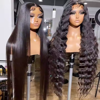 Perruques Lace Front en Cheveux Humains Vietnamiens Bruts, Simple Trame, Lisses Comme des Baguettes, Originales et de Luxe, pour Femmes Noires