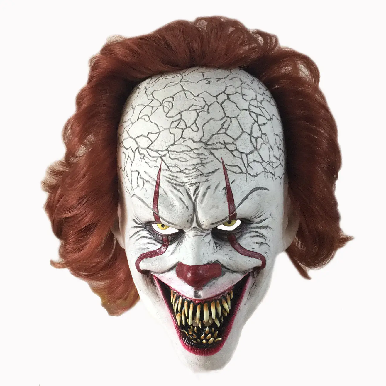 Masque effrayant Cosplay pour Halloween, bavette complète en Latex, masque de Clown, dents, accessoire de décoration pour Halloween