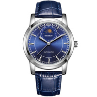 Fabrikverkauf: Elegante Automatik-Herrenuhr mit Mondphase, individuellem Logo, Saphirglas und echtem Leder – Mechanische Dress-Uhren
