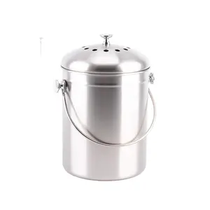 1.3 Gallon Kitchen Home Customized Waste Recycle Bin 4L 5L 7L Stainless Steel Compost Bin in door