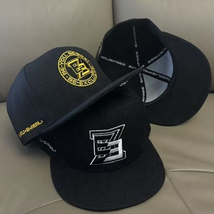 Gorras de Béisbol y Snapback de Ala <span class=keywords><strong>Plana</strong></span> para Hombre al por Mayor con Parche Bordado Negro, OEM, MOQ Bajo y Logo Personalizado - Product Image 4