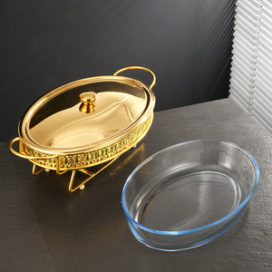Modern Stainless Steel Serving Dishes Rectangle Silver Golden <strong>Buffet</strong> Chafing <strong>Warmer</strong> with 3L Capacity Fuel Heating for Weddings - Product Image 4