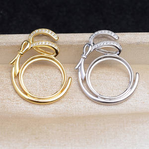 Support d'accessoires en argent plaqué or Wenchi DIY pour perles Mabe, taille de perle 14,8-15 mm, Gourd du Trésor, Chine - Product Image 1