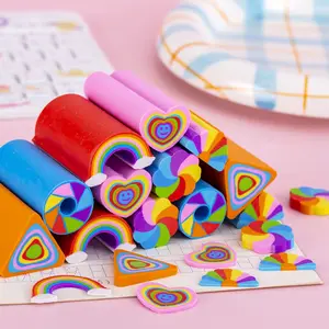 Nuovo stile serie arcobaleno Set gomme 3D Sectile cartone animato carino regalo forma Kawaii gomma staccabile studenti cancelleria all'ingrosso