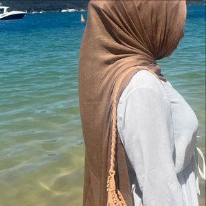 شيلة صيفية فاخرة خفيفة الوزن من الرايون والفيسكوز والمودال والقطن بنسيج التويل والكريب، وشاح حجاب وباندانا بتصميم إثني منسوج - Product Image 3