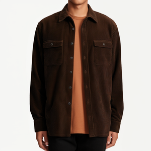 Velours côtelé hommes décontracté affaires décontracté coton à manches longues poches hiver boutonné chemises habillées chemises de pêche - Product Image 6