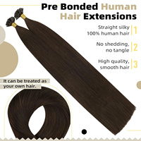 Extensions de cheveux brésiliens vierges invisibles Micro Nano Mini K-tips couleur Ombré à pointe plate à coller sur les cheveux