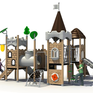 Ensemble de balançoire toboggan combiné château César pour 3-15 ans plastique bois métal école maternelle utiliser conception personnalisable - Product Image 1