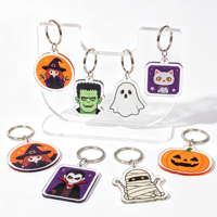 Porte-clés en acrylique en forme de citrouille Jack-o'-Lantern, cadeau pour fête d'Halloween