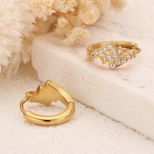 Pendientes de Aro de Acero Inoxidable Chapados en Oro de 18K, Geométricos con Circonita, Joyería de Moda, Pendientes Huggie Modernos para Mujer, Excelente Idea de Regalo - Product Image 5
