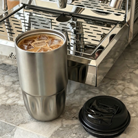 Mug de voyage isotherme en acier inoxydable à double paroi, anti-fuite, avec couvercle rabattable, compatible porte-gobelet de voiture, pour l'e-commerce