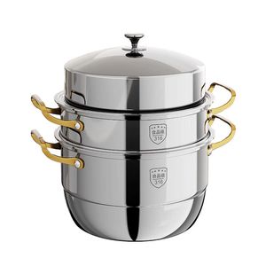 316 Stainless Steel <b>Steamer</b> 3 Layer Large Capacity With Lid For Household Cooking - Product Image 2
