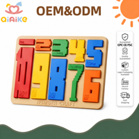 Jeu de puzzle en bois Montessori en gros pour l'apprentissage des nombres, jouet éducatif de correspondance des chiffres pour la motricité fine, OEM ODM