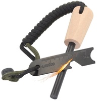5/16 "Épais Bushcraft Firesteel Manche En Bois Ferrocerium Tige Firestarter Bâton avec Poignée Paracord