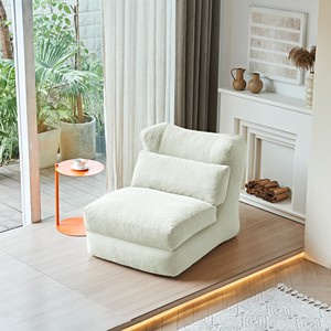 Modern Blue Velvet Reclining <b>Sofa</b> <b>Bed</b> One Seat Armless Fabric Upholstered Living Room Furniture - Product Image 6