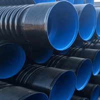 Tuyau ondulé à double paroi en HDPE DN300-DN1200, tube de drainage des eaux usées souterraines pour la construction routière municipale