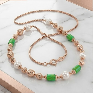 Collier Mala en argent 925, finition or rose, chaîne fantaisie perlée, bijoux de créateur, cadeau de mariage pour femmes - Product Image 3