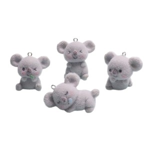 3D flocado Koala encanto colgante DIY collar pendientes llavero lindo Animal de peluche joyería hacer suministros Wanji - Product Image 5
