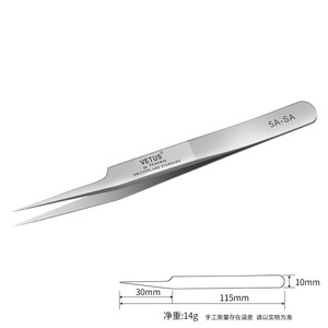 Vetus Tweezers 5A-SA Pointed Stainless Steel <b>Precision</b> <b>Tool</b> For Electronics Repair - Product Image 1