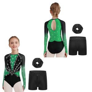 Tenue de gymnastique et de danse pour filles de 6 à 16 ans, justaucorps avec short, pour spectacles sur scène, compétitions, fabricant de vêtements de danse - Product Image 4