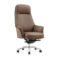 Chaise de bureau exécutive en cuir véritable avec base ergonomique en aluminium pour une utilisation confortable sur une longue durée, idéale pour l'école, la maison, le bureau et l'atelier