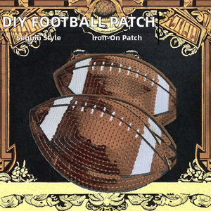 Patch de football américain DIY à sequins thermocollants marron pour vêtements et sacs, en PVC, pour femmes et hommes – Vente chaude - Product Image 2