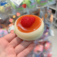Jouets Squishy en forme de pudding aux fraises, en TPR, à remontée lente, balle anti-stress réaliste pour adultes, jouet sensoriel à presser pour soulager l'anxiété