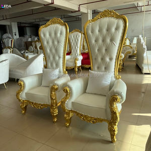 เก้าอี้บัลลังก์สีเงินทรงสูงสำหรับพระราชาและพระราชินี ตกแต่งเวทีงานแต่งงาน LEDA เก้าอี้งานแต่งงานสุดหรูสำหรับเจ้าบ่าวและเจ้าสาว - Product Image 3