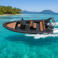 Bateau pneumatique semi-rigide (RIB) CE Certifié REBO Sport Rhib760 SP RIB 760 en fibre de verre avec moteur, double pont en Hypalon/PVC, coque en aluminium, 25 pieds, capacité de 13 personnes