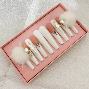 Luxe 10pcs Ballerine Réutilisable/Long Cercueil Acrylique À La Main Presse-Sur Ongles <span class=keywords><strong>avec</strong></span> <span class=keywords><strong>Diamant</strong></span> En Gros Cercueil Conception pour Les Doigts - Product Image 6