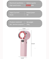 Mini ventilateur portable rechargeable 3000 mAh, ventilateur à main, ventilateur de refroidissement à air froid, pliable avec affichage numérique