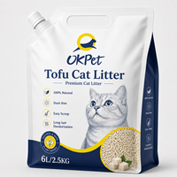 Litière pour chat OK PET à base de tofu végétal, non parfumée, faible en poussière, faible dispersion, facile à ramasser, matières premières de qualité alimentaire, grandes remises pour les achats en gros
