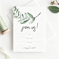 Nouvelles cartes d'invitation de luxe 2026 avec motif végétal rustique, enveloppes, impression numérique, fermeture adhésive pour mariage et douche nuptiale