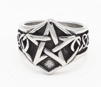 Herren Retro Einfache Mode Edelstahlringe Nordische Runen Lebensbaum Keltischer Knoten Pentagramm-Muster Metall-Fingerringe