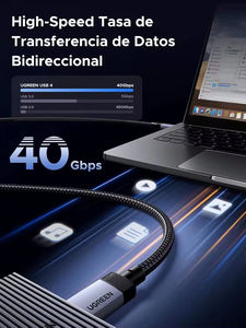Cable USB C a USB C UGREEN, USB4.0 GEN3, 240 W, Cable de Carga de Datos Trenzado de Nailon y Aluminio, 3.3 pies, 8K, 60 Hz, Cable de Transmisión de Datos - Product Image 5