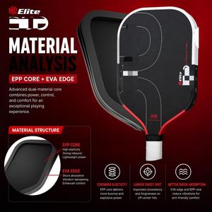 Raquette de pickleball allongée Elite GEN4.5, double noyau en mousse EPP+EVA, fibre de carbone brute T700, 16 mm, compétition professionnelle - Product Image 3