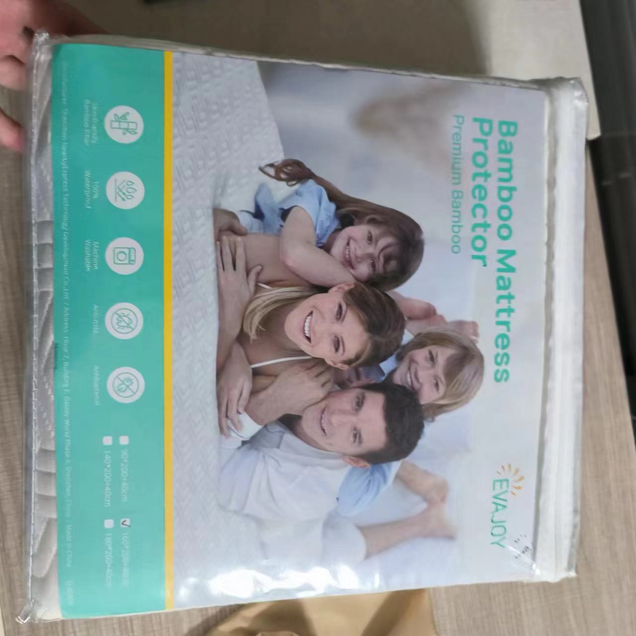 Fibra de bambú blanca engrosada-en-Stock sábana bajera