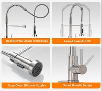 Robinet de cuisine à double ressort, design à montage sur plan, avec douchette extractible